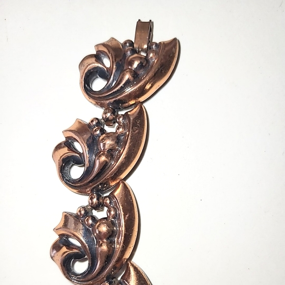 VINTAGE COPPER PARURE - NECKLACE, BRACELET, EARRINGS SET - Picture 7 of 12